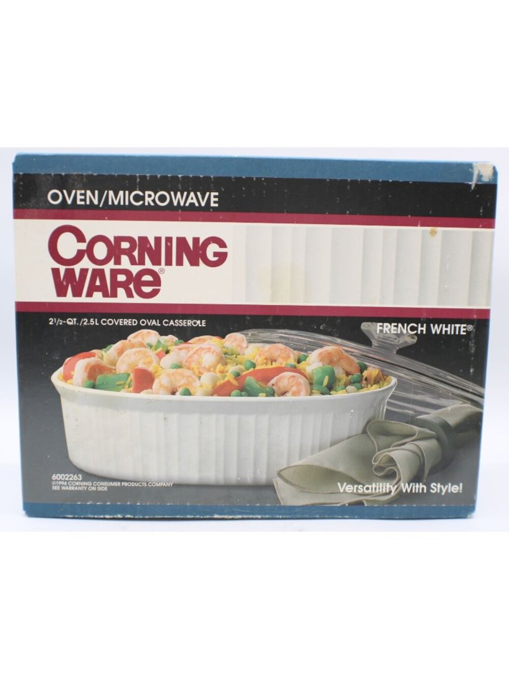 CorningWare 2.5 Qt French White Oval Casserole Dish W/Lid Oven & Microwave Safe